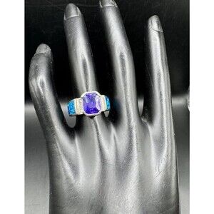 Sterling 925 Ring Amethyst Fire Opal Size 7 Signed Cubic Zirconia February BDay